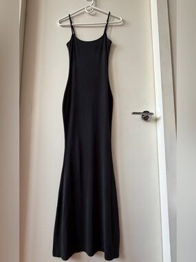 Quince Tencel Rib Knit Maxi Slip Dress - Black size M